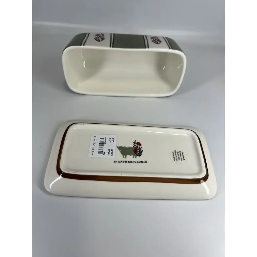 Anthropologie Millie Stoneware Cow Butter Dish and Spoon Rest Set